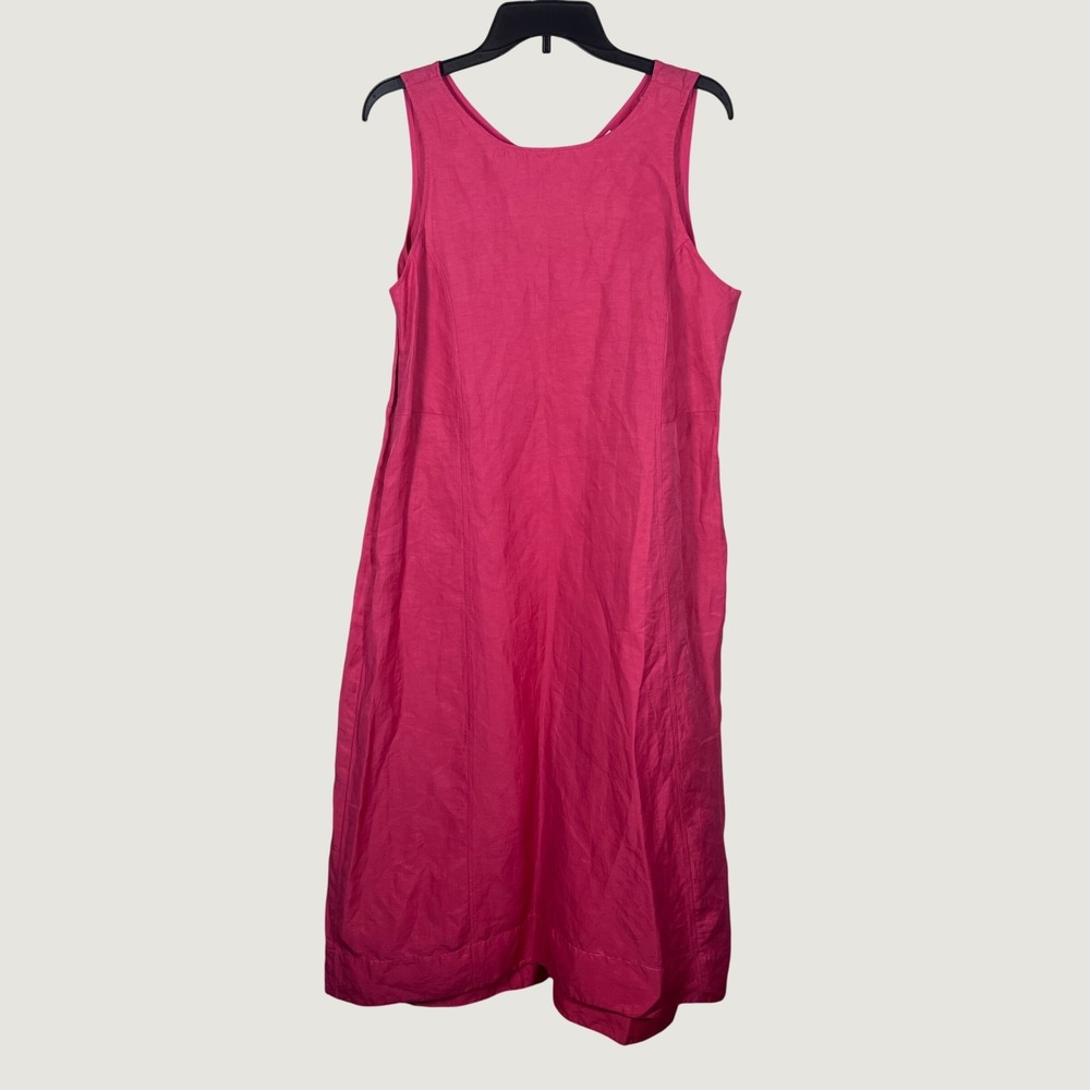J. Jill Dress Womens M Pink Linen Blend Sleeveless Midi A-Line Casual Pullover